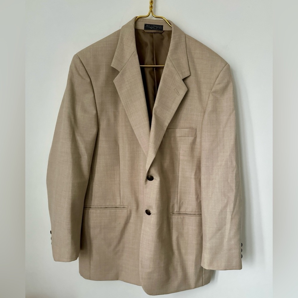 Bert Pulitzer Tan Beige Wool Blend Sport Coat Men’s Lined Blazer Jacket 42R